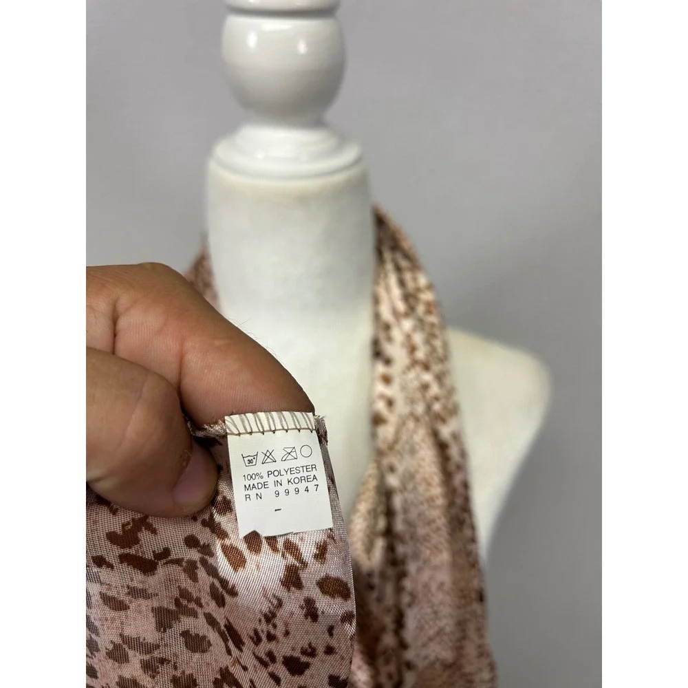 Boho Chic Animal Print Womens OS Brown Snakeskin Silky Scarf